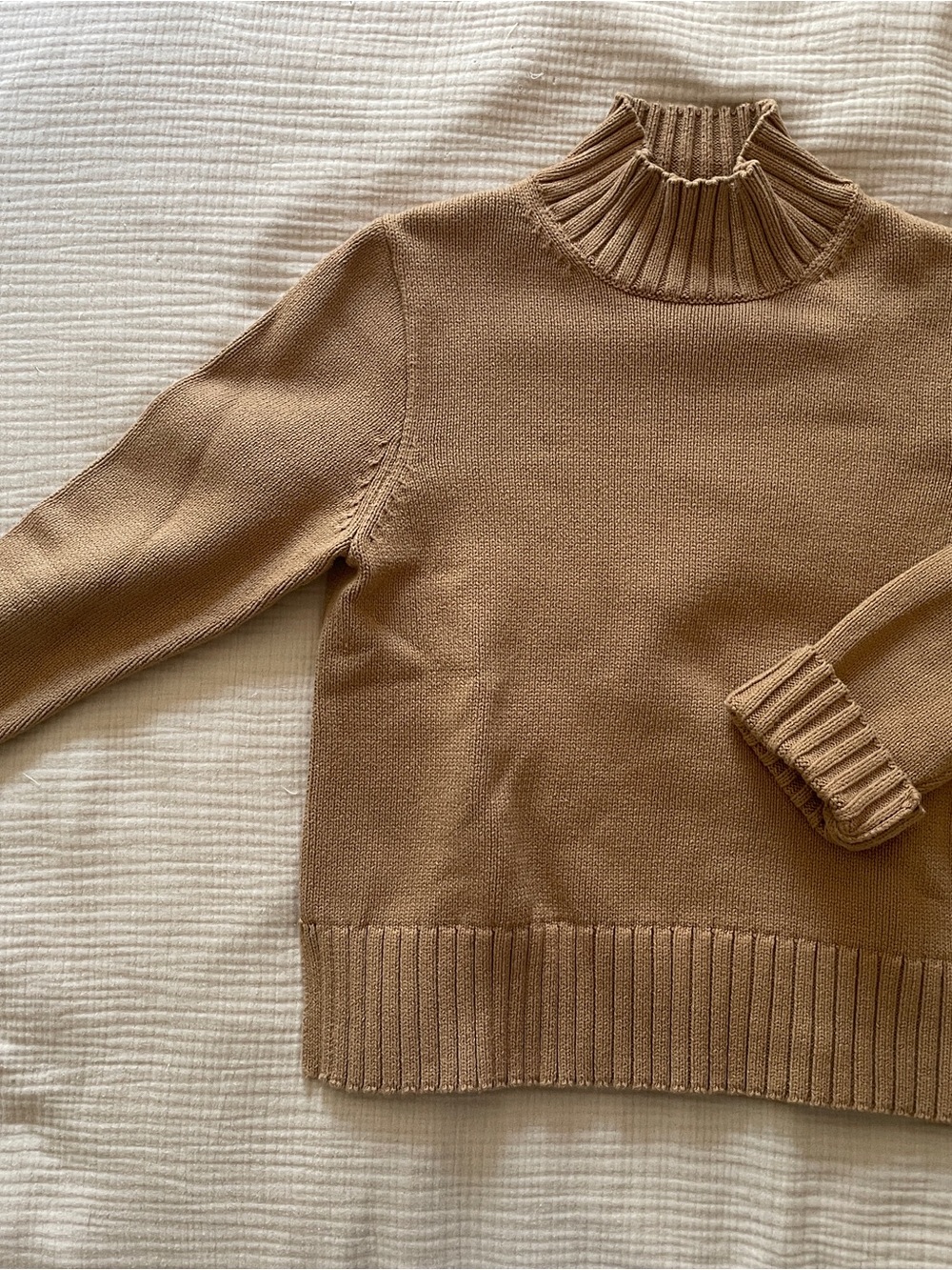 J. Crew Camel Ribbed Turtleneck Sweater